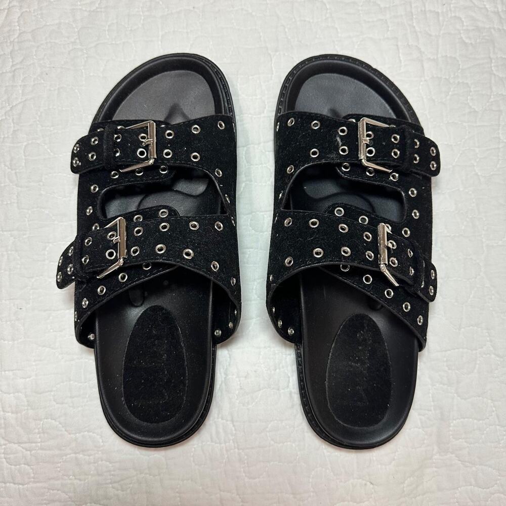 Lulus black grommet buckle slide